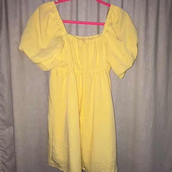 Yellow Puff Sleeve Mini Dress BP - Picture 4 of 5